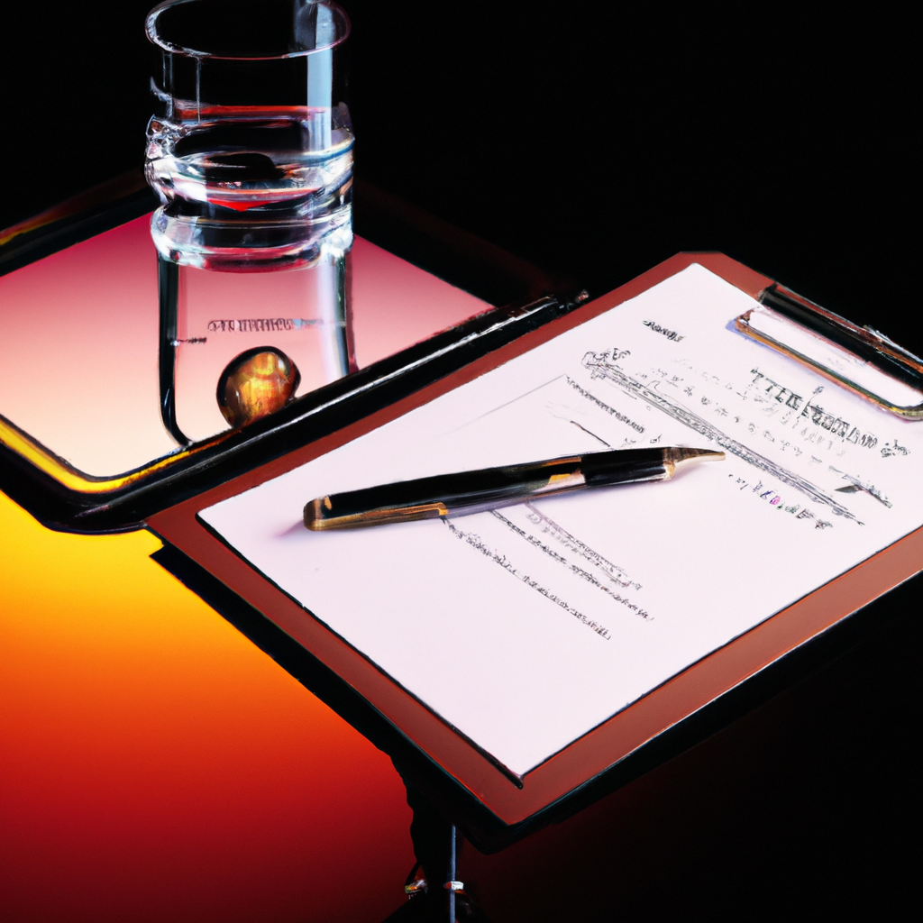 Editorial checklist with clipboards and pen in glass mood